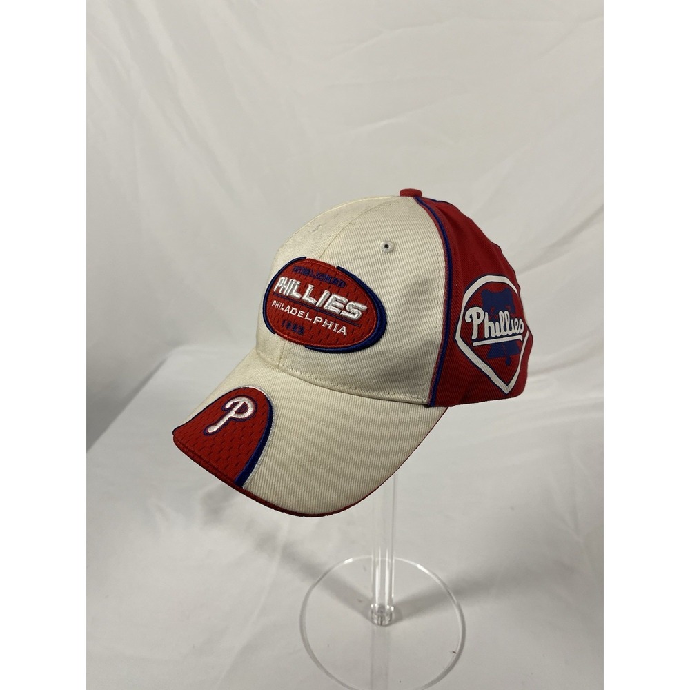 Vintage Philadelphia Phillies Adjustable Hat Cap Cream Red Blue Strapback